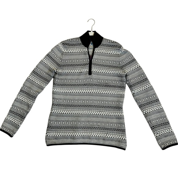Title Nine Black and White Long Sleeve Quarter Zip Wool Blend Pullover Top Large - Picture 3 of 12